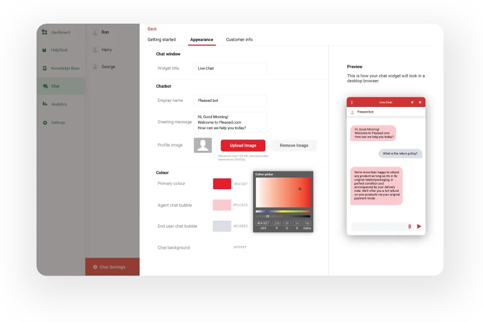 Chat Widget Customisations