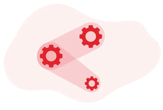 Connected gears representing automated support workflows